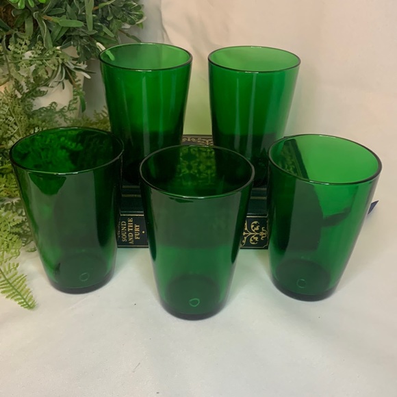 Other - Vintage deep emerald green stacking drinking glasses